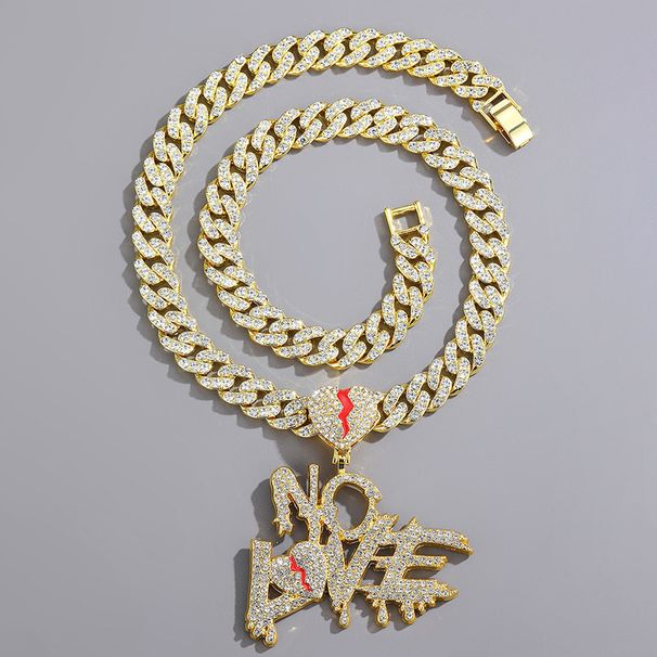 Der Filialleiter empfiehlt den neuen personalisierten NOLVE-Anhänger mit Liebesbrief und kubanischer Kette aus Diamantlegierung für Street-Hip-Hop-Accessoires_voghion.com