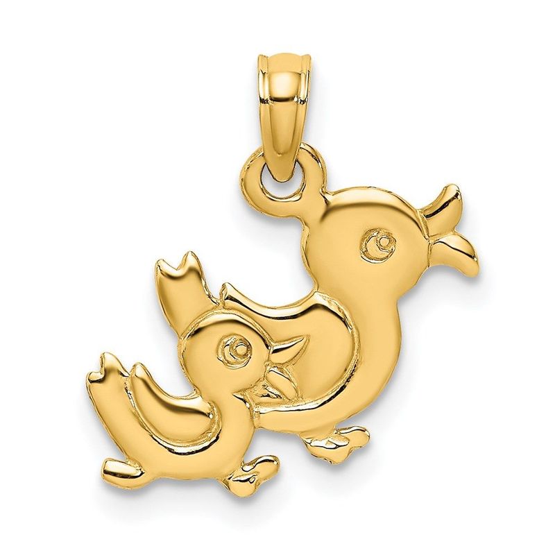 14K 3-D Two Ducks Charm_voghion.com