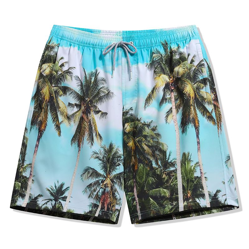 Men's Trunks Digital Print Vacation Hot Spring Elastic Slim Fit Water Park Swim Shorts_voghion.com