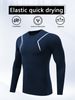 Men's Compression Long Sleeve Workout Shirt – Moisture-Wicking Polyester-Spandex Blend For Running & Gym (Black/Grey/Navy, XS-XXL EU/US Sizing)_voghion.com