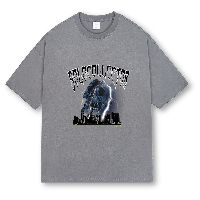 T-shirt rétro américain pour homme, manches courtes, ample, en coton, imprimé, coupe décontractée_voghion.com