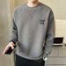 Herrenbekleidung Waffelstrick-Sweatshirt mit Rundhalsausschnitt – Slim Fit, lässiges Pullover-Langarm-T-Shirt für Frühling und Herbst (Schwarz/Weiß/Dunkelgrau/Marineblau)_voghion.com