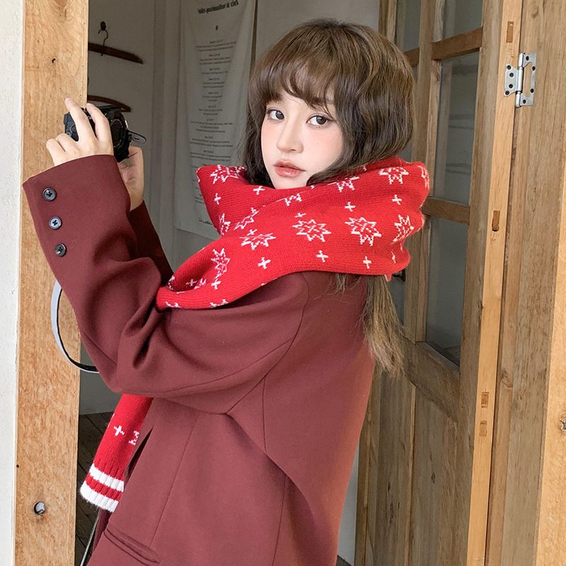 Korean verion autumn and winter double-ided gift women, veratile couple, warm carf tudent, knit hawl for_voghion.com