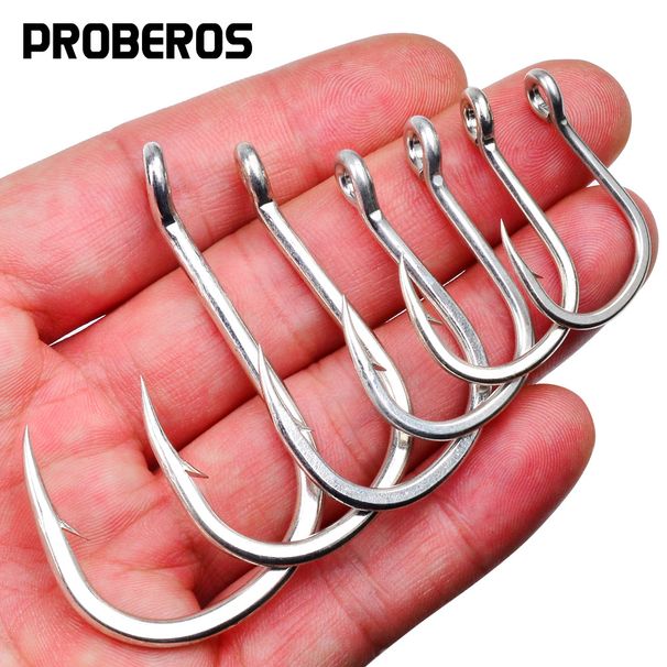 Stacheldraht-Boot-Meeresfischerei-Eisenplatte Einzelner Kohlenstoffstahl Großes Fischrohr Mit Loch Und Schlaufe Köderhaken_voghion.com