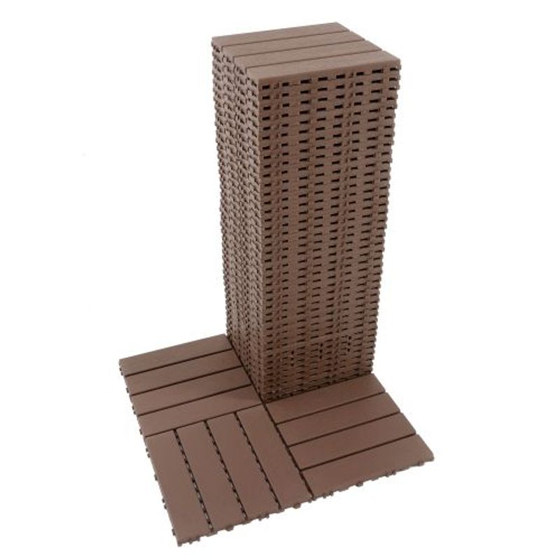 Plastic Interlocking Deck Tiles,44 Pack Patio Deck Tiles,12"x12" Square Waterproof Outdoor All Weather Use, Patio Decking Tiles For Poolside Balcony Backyard, Brown_voghion.com