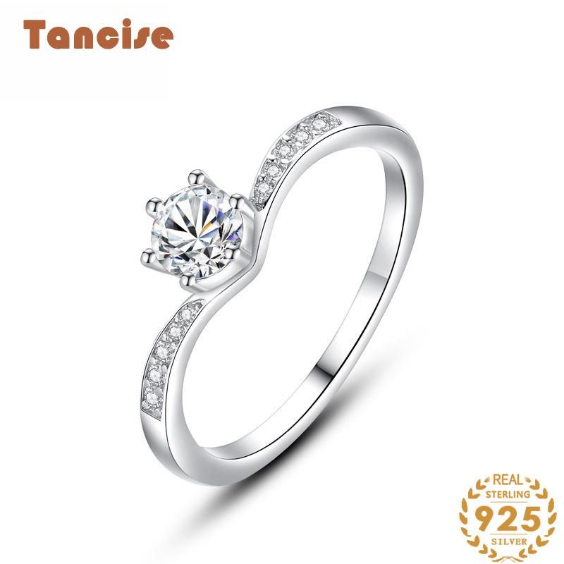  Tancise Classic Zircon Ασημένιο Δαχτυλίδι Γυναικείο κόσμημα Γαμήλιο δώρο υπόσχεσης για πάρτι_voghion.com