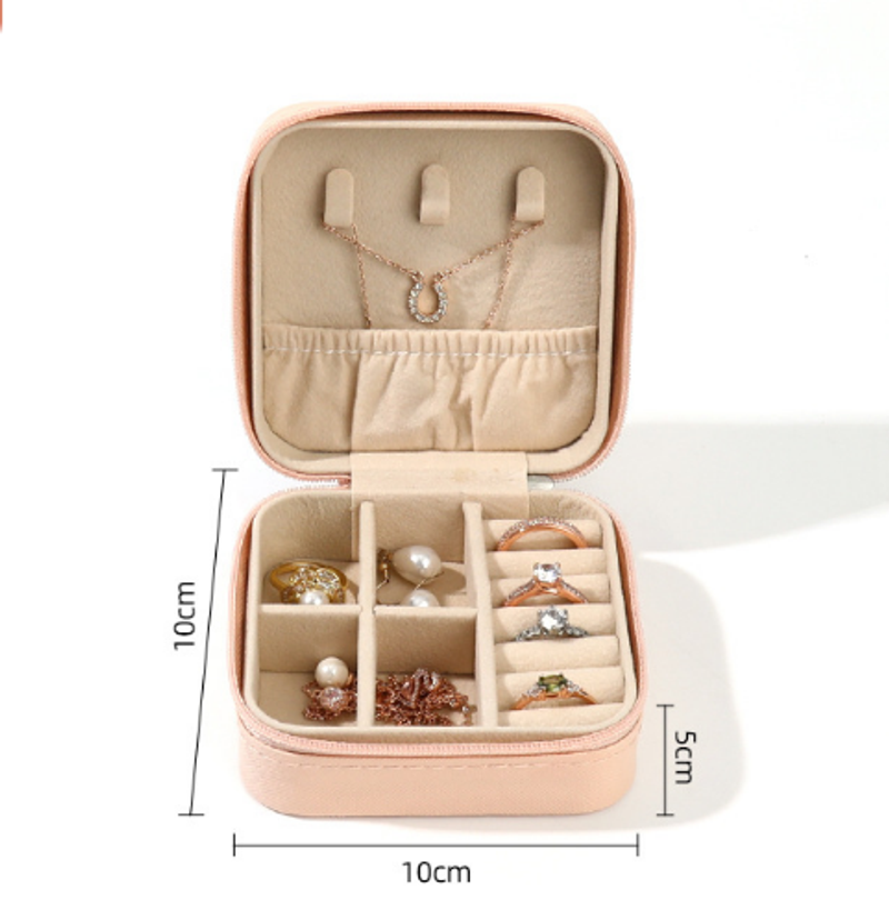 PU minimalist jewelry storage box creative portable jewelry storage box zipper jewelry box small jewelry box_voghion.com