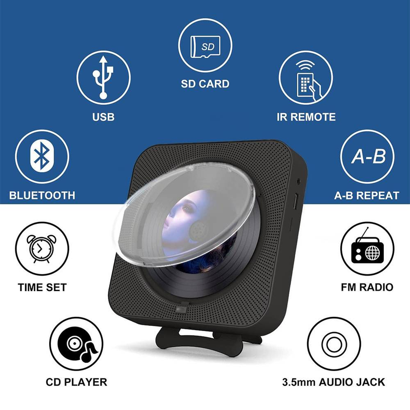 Byteuni Bluetooth Portable Home CD Music Player Rechargable With Remote Control, Timer, Built-in Speakers And LED Display - FM Radio Boombox_voghion.com