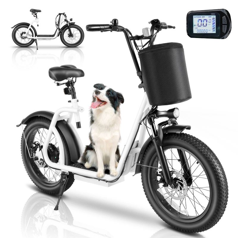 Electric Scooter Adults 20"X3" Fat Tire, 20 MPH & 30 Miles Range, Peak 1200W Off-Road E Scooter W/ Seat & Basket, Foldable Ebike For Commuting_voghion.com