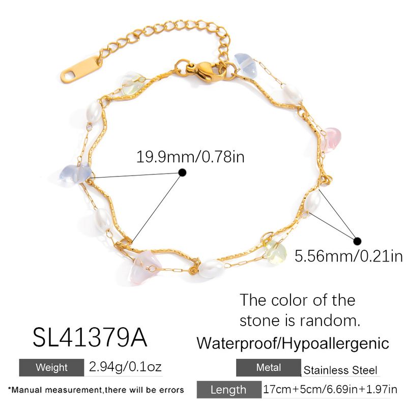 Titanium Steel Pearl Fashionable Internet Celebrity Temperament Design High-end Jewelry Natural Hao Stone Double-layer_voghion.com