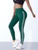 Casual Sports Side Stripe Byxor Hög midja 4 Way Stretch Andas Löpning Workout Yoga Leggings Activewear för kvinnor_voghion.com