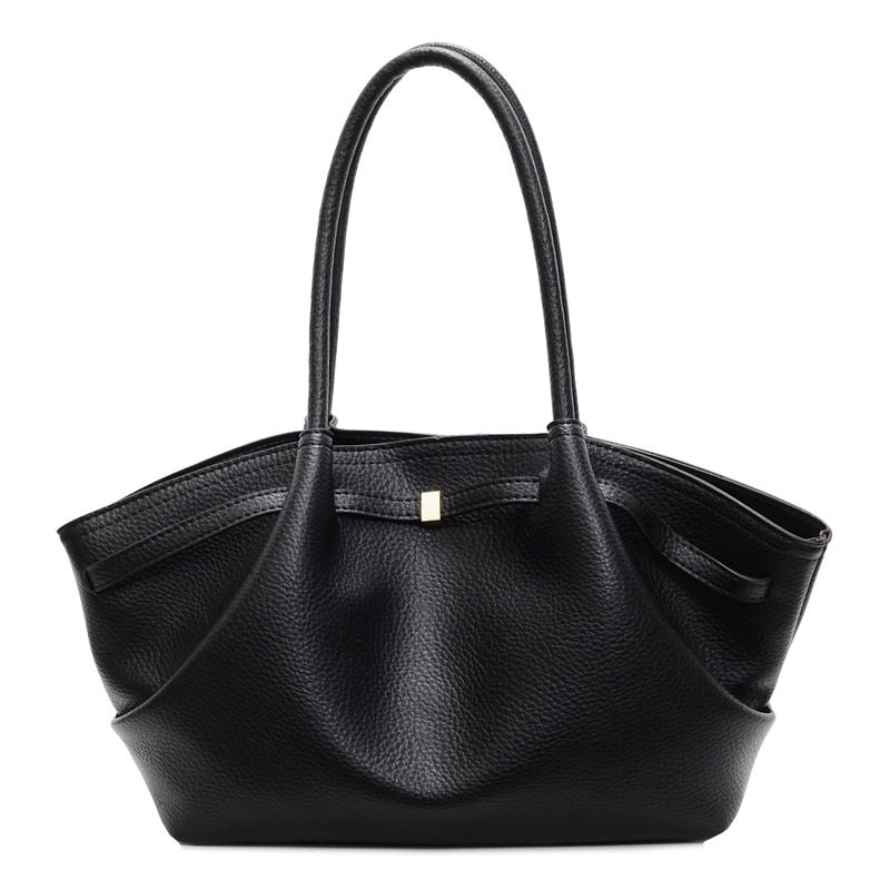 Women's Large Capacity Vintage Shoulder Bag - Stylish Folded Tote For Work & Daily Use, PU Leather With Zipper Closure, Black/White/Red/Brown/Khaki_voghion.com