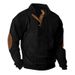 Abbigliamento da uomo Felpa casual a maniche lunghe con collo alto in velluto a coste da uomo - Moda autunno inverno all'aperto (nero, grigio chiaro, beige, blu navy)_voghion.com