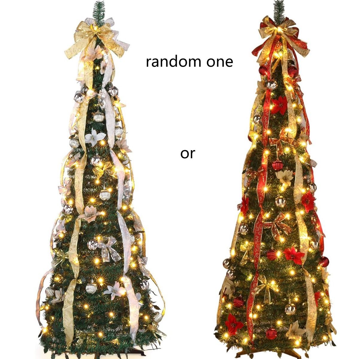 Árbol de Navidad de 3 pies y 10 pies, árbol de Navidad plegable con luces y adornos, decoración navideña_voghion.com