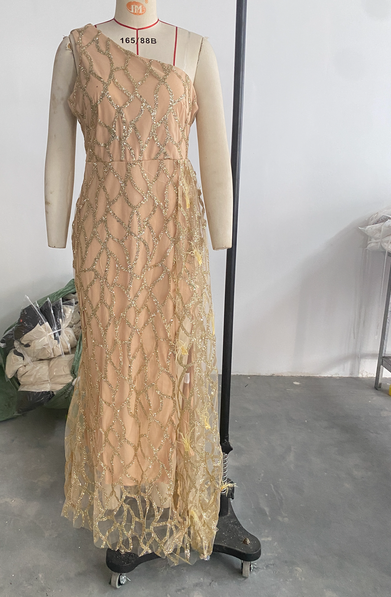Robe de soirée longue sans manches à paillettes de couleur pure pour femme, coupe slim, mi-longue_voghion.com