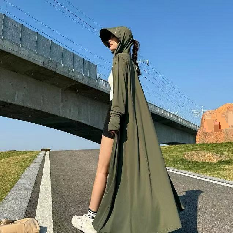Women's Long Sleeve Sun Protection Jacket - UPF50+ 120cm Length With Ice Silk Fabric (92% Viscose+8% Spandex) Lightweight & Breathable_voghion.com