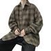 Καρό πουκάμισο, υψηλής αισθητικής, όμορφο αμερικανικό μπουφάν με βολάν, αίσθηση ανοιξιάτικου και φθινοπωρινού σχεδιασμού, μακρύ ανδρικό_voghion.com
