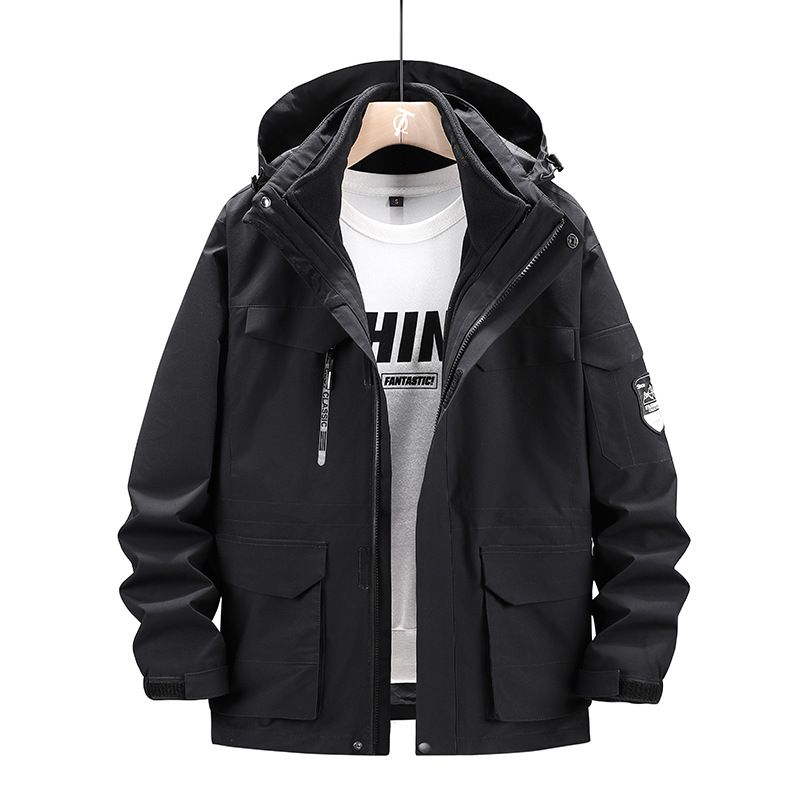 Parka invernale 3 in 1: giacca a vento impermeabile con fodera in pile e cappuccio staccabile (unisex, capospalla per tutte le stagioni, pronto per l'esplorazione urbana)_voghion.com