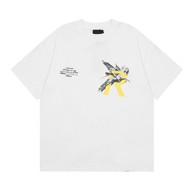 RAPPRESENTA Pegasus Knight Big R slogan Marchio di moda americano estivo vestibilità ampia da uomo con maniche corte_voghion.com