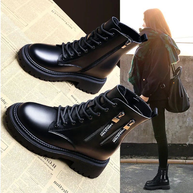 Boots Martin boots women thick sole 2023 autumn and winter new women's boots lace up short boots women British casual women's shoes trendy_voghion.com