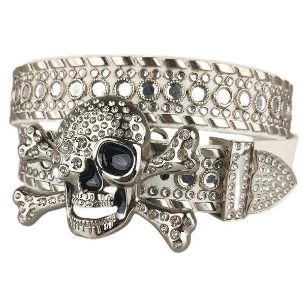 Schädel Strass Intarsien Großen Gürtel Y2k Nieten Zubehör Hip Hop Punk Strass Gürtel Herren_voghion.com