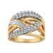 10K Yellow and White Gold 1.0 Cttw Round and Baguette-Cut Diamond Multirow Interwoven Cocktail Ring (I-J Color, I2-I3 Quality)_voghion.com