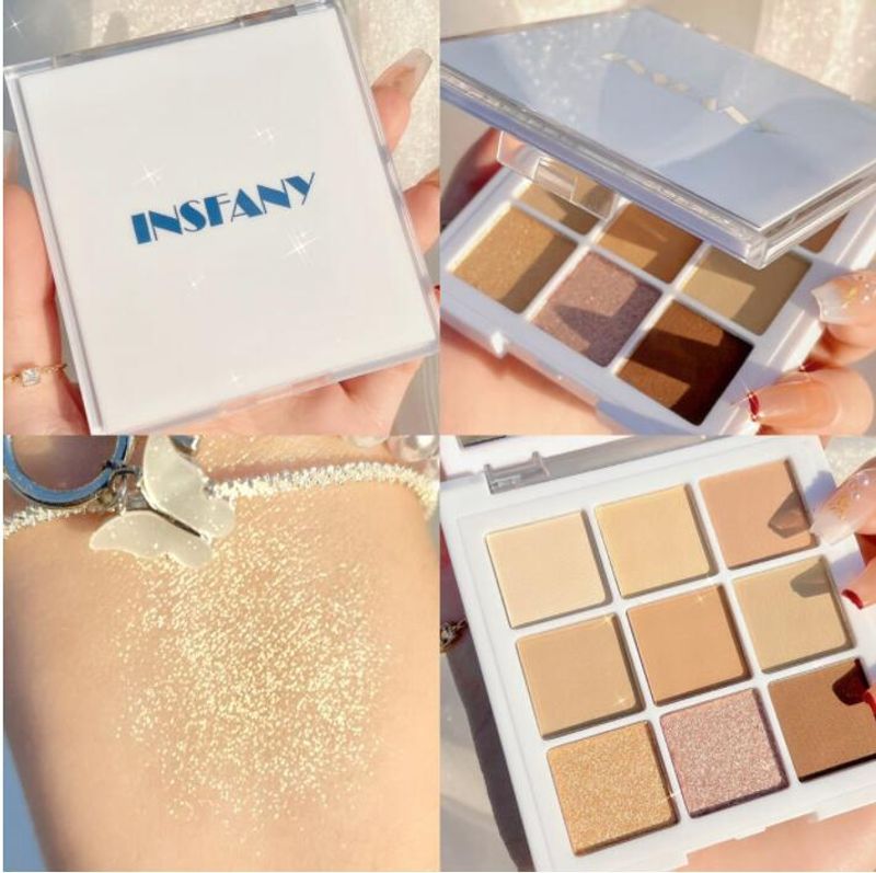 Negen kleuren Romantische Roos Oogschaduw Kralen Mat Paars make-upbakje Oogmake-up 9 kleuren schoonheidsmake-up_voghion.com