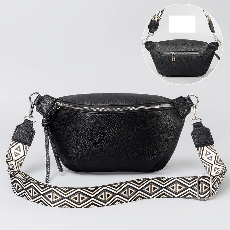 ENSPT European and American pu leather chest bag crossbody women's cross-border large-capacity pleated waist bag leisure travel zipper small backpack_voghion.com
