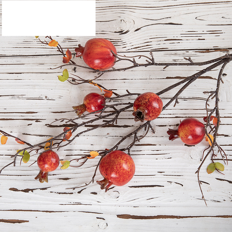 Home large fruit autumn leaf pomegranate artificial flower decoration hand bouquet rose wall flower INS cross-border MW10893_voghion.com