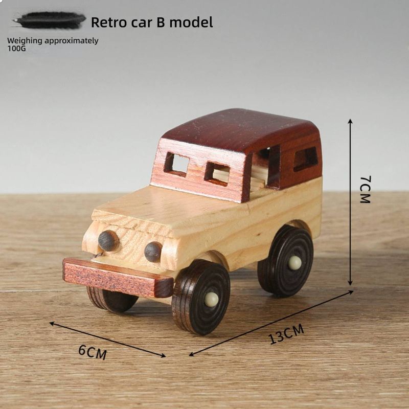 Vintage Wooden Car & Train Models Set - Handcrafted Desktop Decor For Home & Office (Retro Style Wooden Sculpture & Unique Gift Idea)​_voghion.com