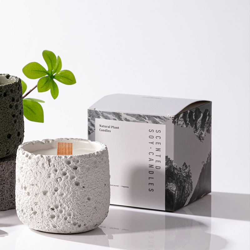 Bougies parfumées de luxe, coffret cadeau en pierre, bougies en cire de soja de qualité supérieure avec huiles essentielles naturelles, aromathérapie longue durée pour la maison et la chambre à coucher_voghion.com
