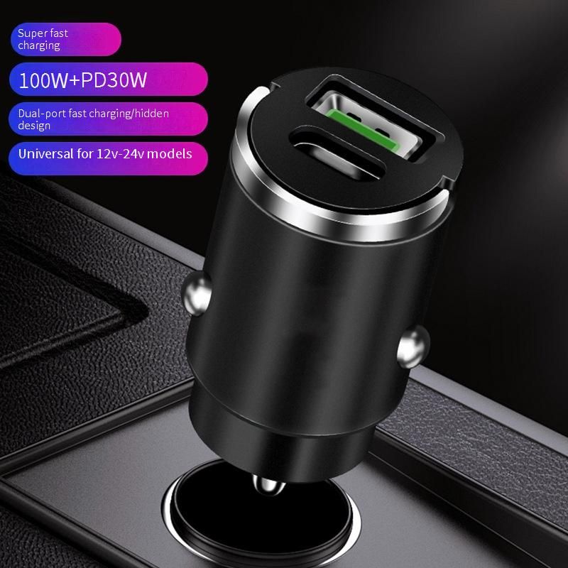 Autoladegeräte 100 W Unsichtbarer Auto-Handy-Ladekopf Superschnelles Laden Ein bis zwei Auto-Zigarettenanzünder PD30W Multifunktion_voghion.com