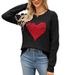 Damen-Pullover, lockerer bestickter Liebes-Rundhalspullover, Pullover, Herz-Langarmpullover_voghion.com