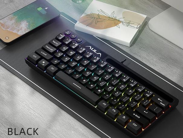 Teclado mecânico Wolf Spider F3061 com 64 teclas, mini RGB, com fio, para desktop e laptop, prático_voghion.com