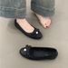 Flat Bottom Black Ballet Shoes New Temperament Elegant Round Head Shallow Mouth Soft Sole_voghion.com