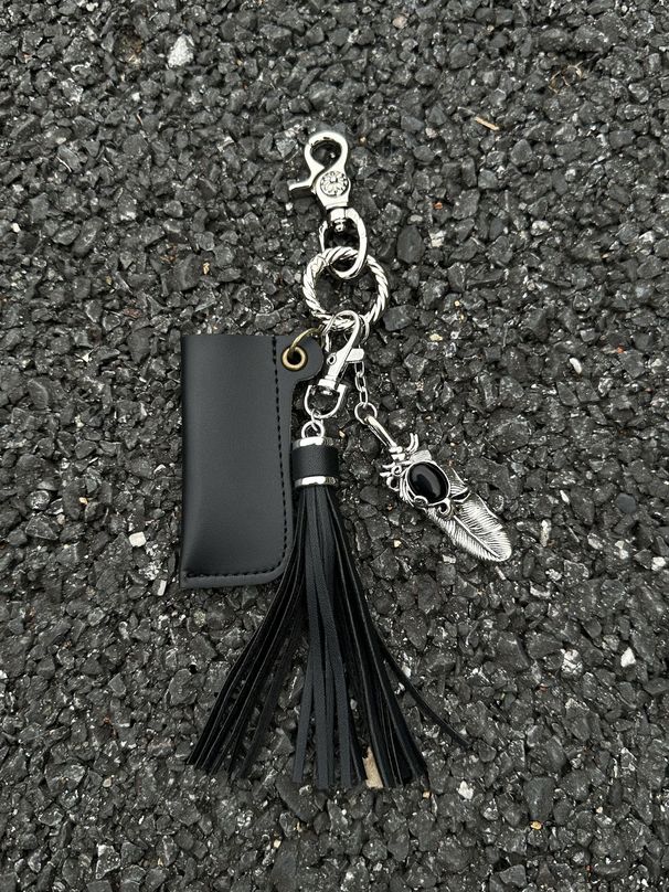 Vintage Metal Keychain With Braided Detail & Gemstone Accent – Handcrafted Boho Chic Accessory For Keys, Lighters, Or Bag Charms (Sizes S-M)_voghion.com