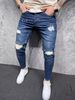 Slim Fit Stretch-Jeans für Herren – Zerrissene und Used-Jeans mit hoher Elastizität, bequemer Baumwollmischung, schmal zulaufendes Bein für einen lässigen Stil_voghion.com