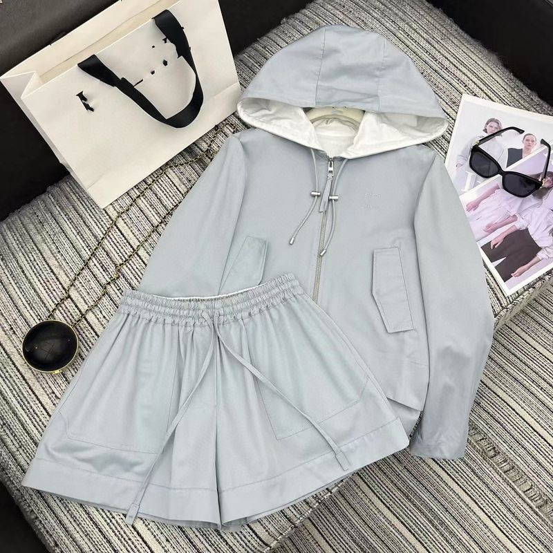 0 Herbst Winter Neues Casual Set Buchstabenstickerei Farbblock Kapuzenjacke + Shorts mit elastischer Taille_voghion.com