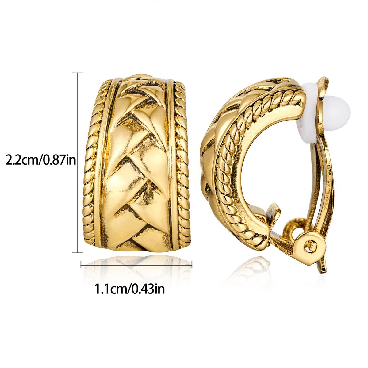 Retro High-End-Ohrclips aus Kupfer mit Goldbeschichtung für Frauen, leichtes Luxusdesign, Temperament, vielseitige Ohrclips_voghion.com