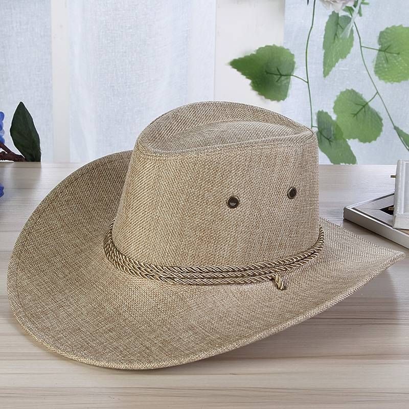 Men's Hat Straw Hat Cowboy Hat Rolled Hat 1pc Summer Outdoor Sun Shade Beach Fashion_voghion.com