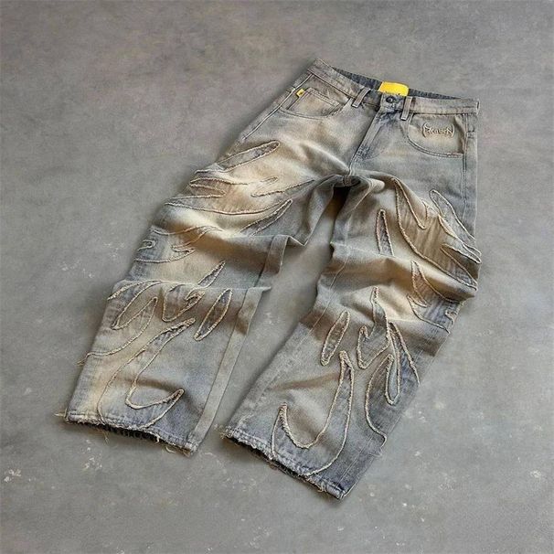 2025 American-Style High Street Hip-Hop Vintage Do Old Jeams Men's Cotton Mid Waist Straight Type Retro Styling Water Washing Denim Long Pants S-3XL_voghion.com