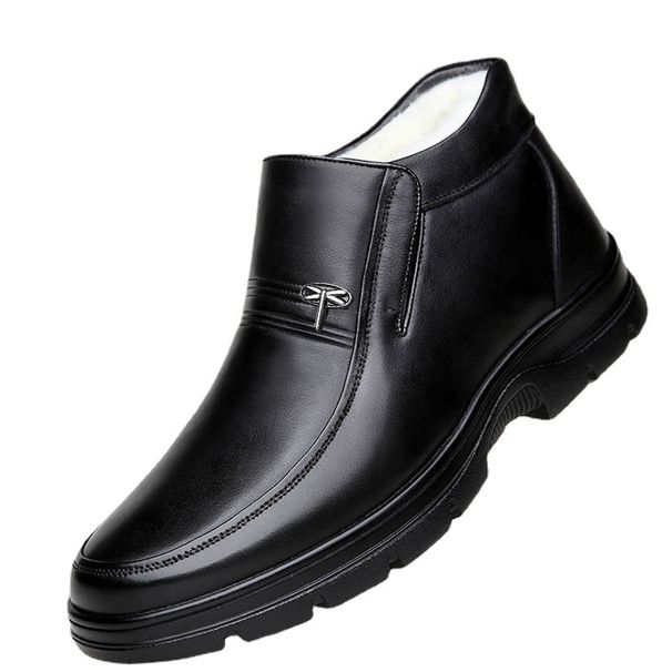 Bottes décontractées pour homme en cuir de vachette KL301-1 avec doublure en laine, noires. Choisissez votre taille et informez le vendeur._voghion.com