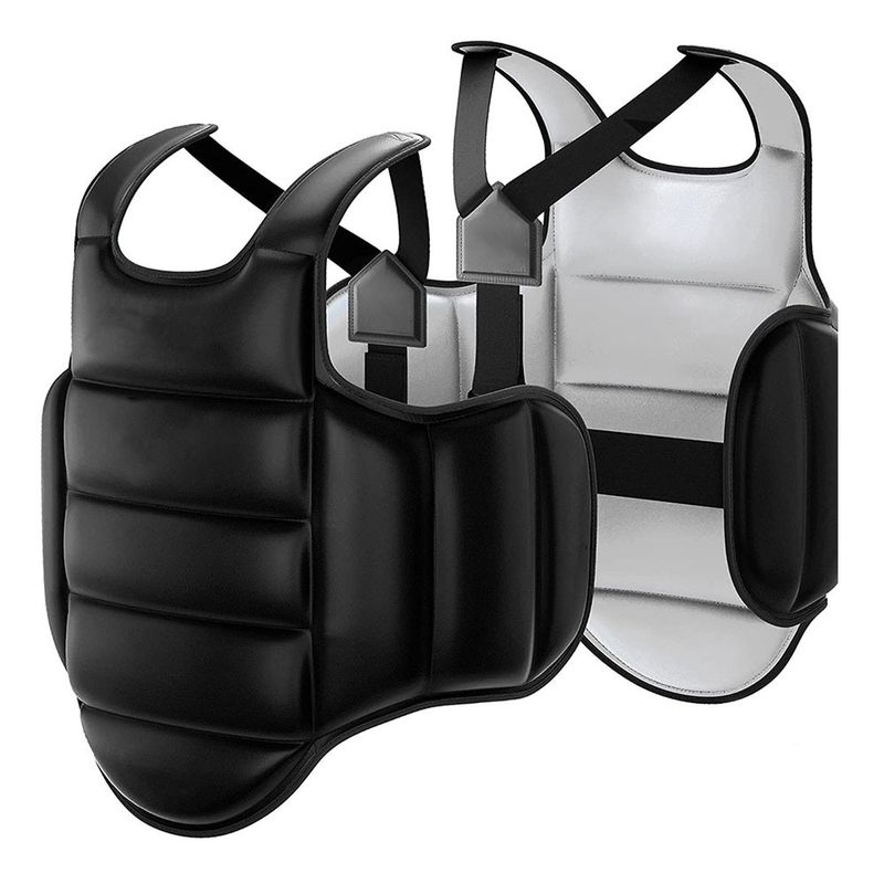 Adult Men's and Women's Sanda Breast Protectors Children's Martial Arts Self-defense Taekwondo Boxing Double-sided Thickened Armor Back_voghion.com