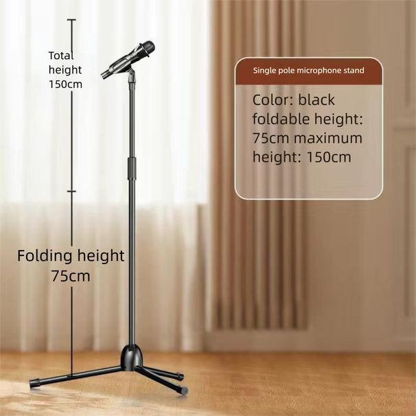 Supporto da pavimento per microfono, treppiede in metallo professionale, pieghevole, portatile, per cantare sul palco, karaoke_voghion.com