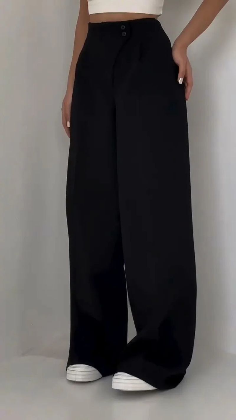 Women's Clothing Designer Suit Pants All Match Straight Trousers Fashion Casual Pants_voghion.com