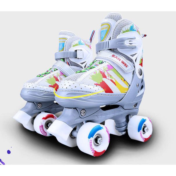 Skating Shoes, Children's Full Set, Men's And Women's Double Row, Adjustable, 3-5-6-8-10-year-old Beginner Roller_voghion.com