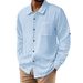 European And American Men's Summer Linen Short-sleeved Cardigan Casual Button-up Beach Vacation Loose Shirt_voghion.com