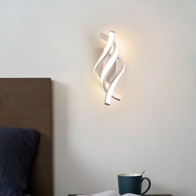 Couloirs d'entrée de cour nordiques modernes, balcons, têtes de lit, mur à longues bandes l, hôtel minimaliste intérieur LED_voghion.com