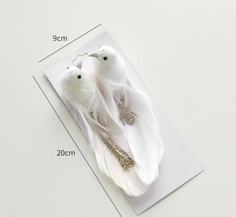 Feathered Christmas Tree Decorations - Colorful Ornamental Birds With Glittering Details For Holiday Decor (Set Of 2)_voghion.com