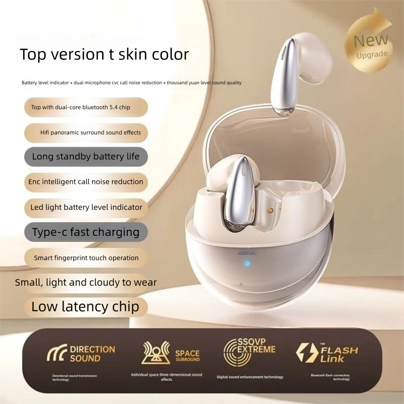 2025 New True Wireless Water Drop Bluetooth Earbuds Semi-In-Ear Noise Cancelling Sports Running Long Battery Life High_voghion.com